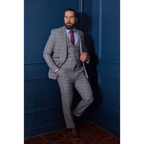 Robert Simon Other - ROBERT SIMON 40 Slim Fit Light Gray Check 3PC Suit